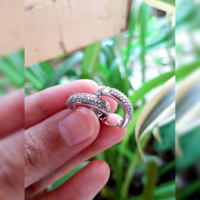 Anting emas putih berlian eropa murah