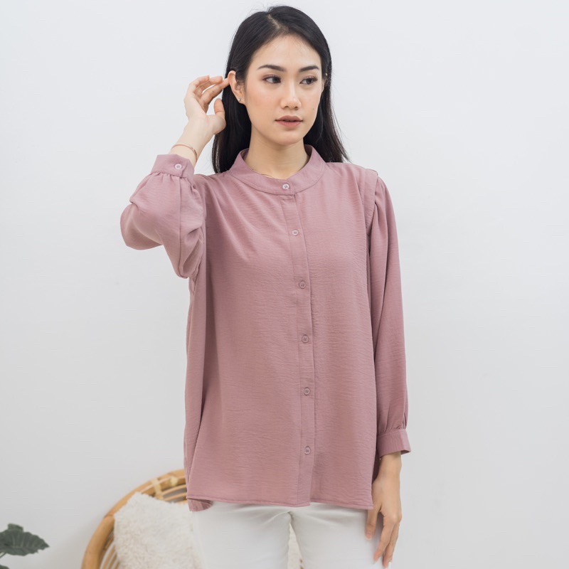 BEFAST - ZFS OOTD Wanita Blouse GHINA / RIVERY OVERSIZE BLOUSE / Blouse Kasual / Atasan Blouse Kekiniaan / Blouse Lengan Panjang / Blouse Casual / Fashion Kerja / Formal / Blouse Polos Modis Remaja