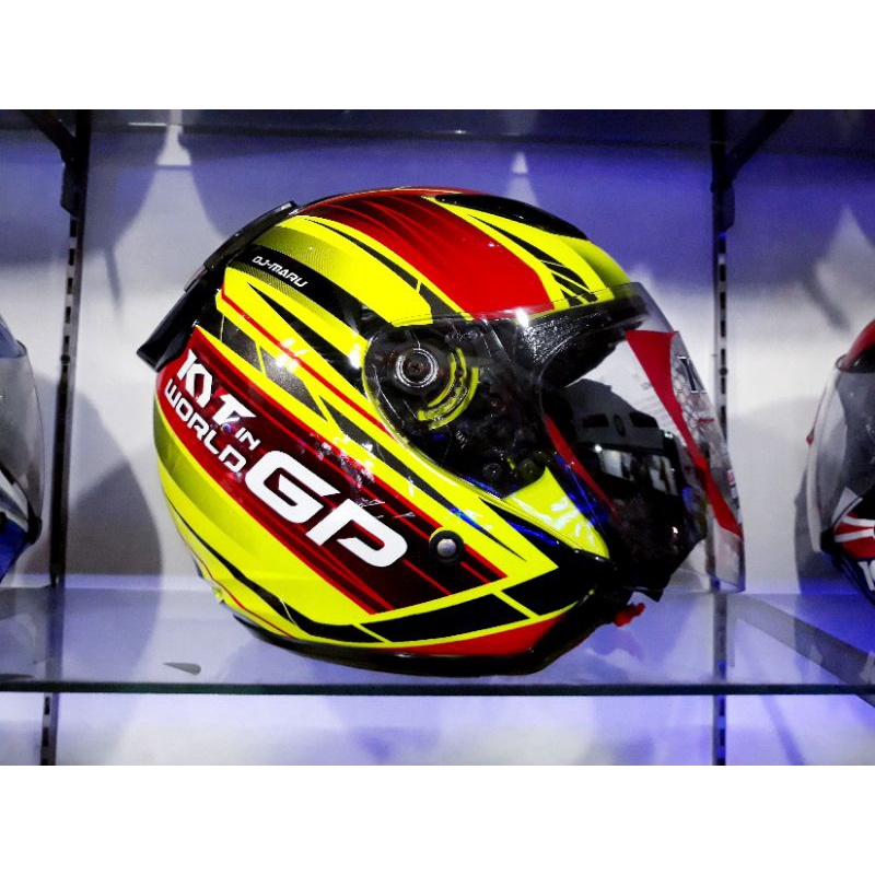 KYT HELM DJ MARU MOTIF WORLD GP READY #2 YELLOW FLUO RED | KYT ORIGINAL