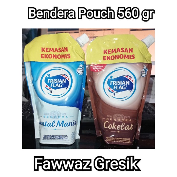 Susu kental manis Bendera Frisian Flag Putih Cokelat pouch 545gr / BENDERA KENTAL MANIS POUCH 545 GR