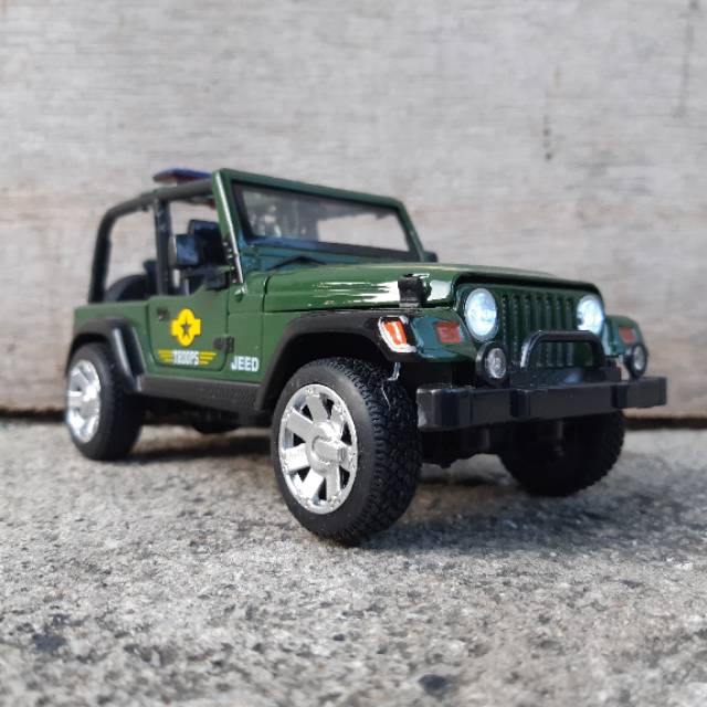 Diecast Jeep Wrangler Militer Alloy - Miniatur Mobil Army Metal