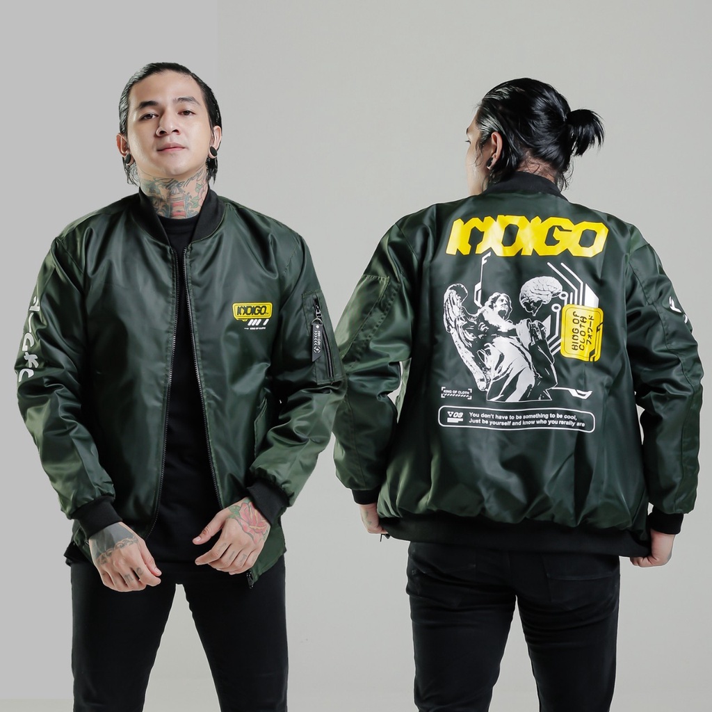 Jaket Bomber Pria Distro Indigo Terbaru 2022/ Jaket Parasut Cowok Keren Dan Bahan Tahan Air