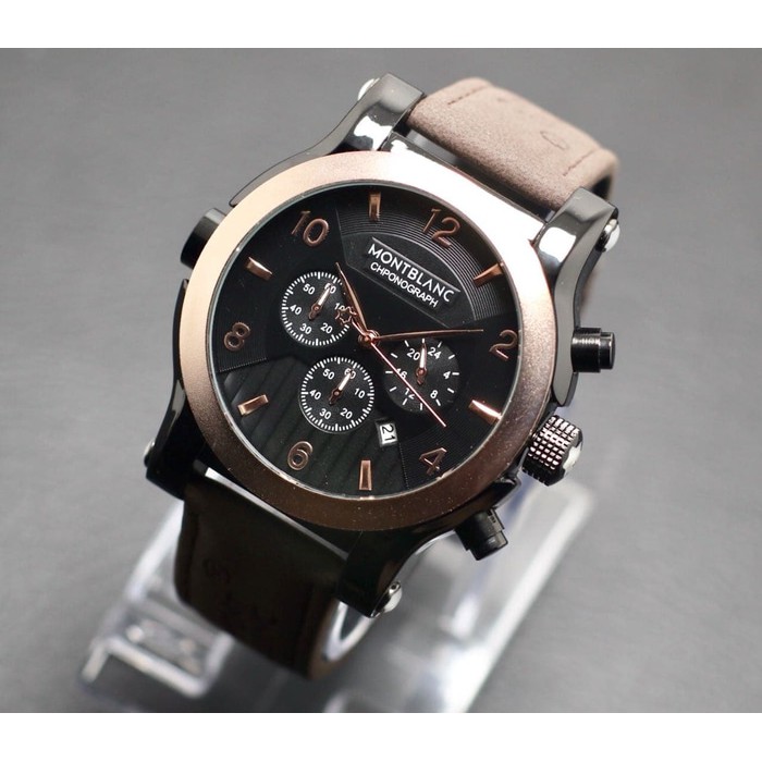 jam tangan MONTBLANC PRIA ROSE GOLD TALI KULIT