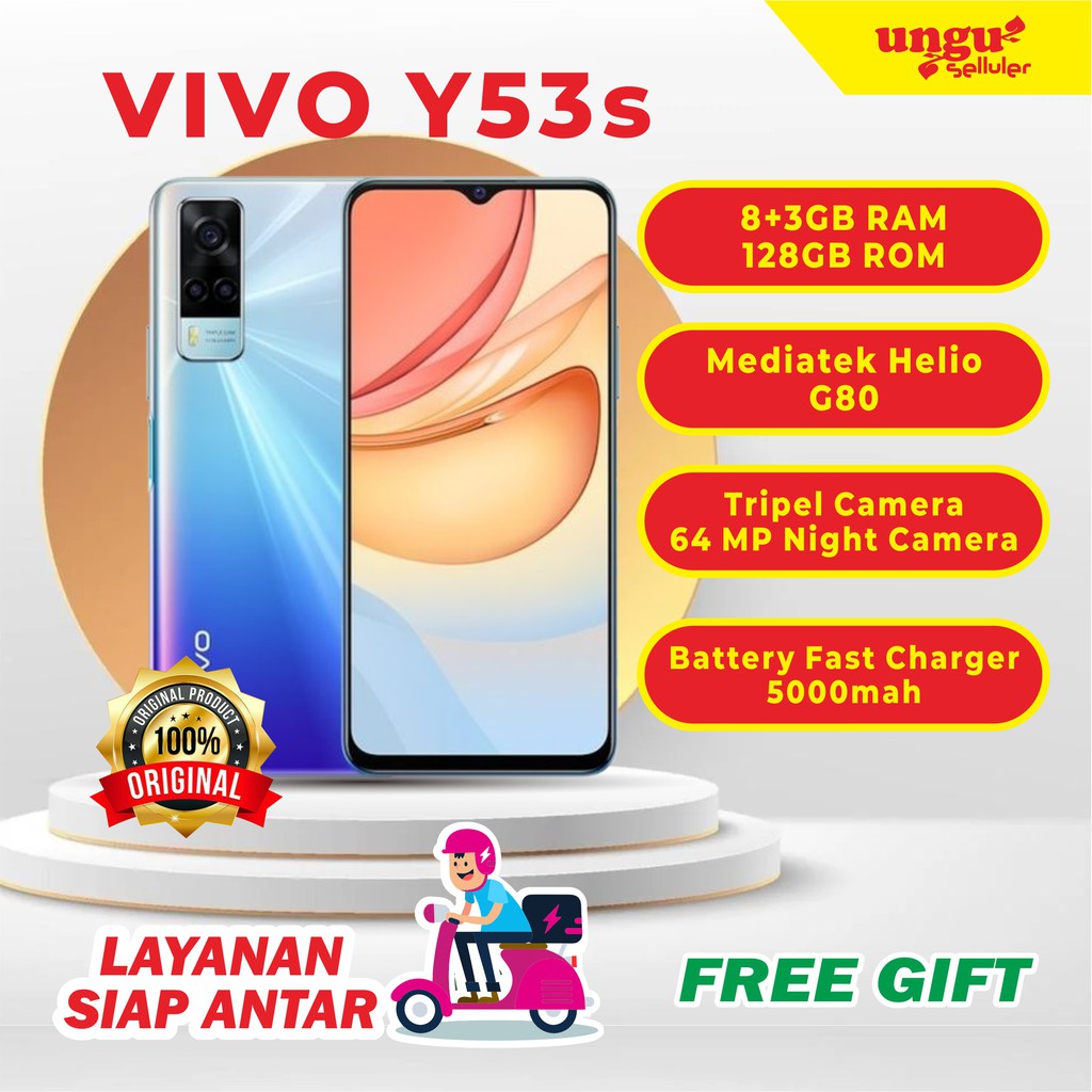 Handphone Vivo Y53s RAM 8GB + 3GB Extended ROM 128GB Garansi Resmi