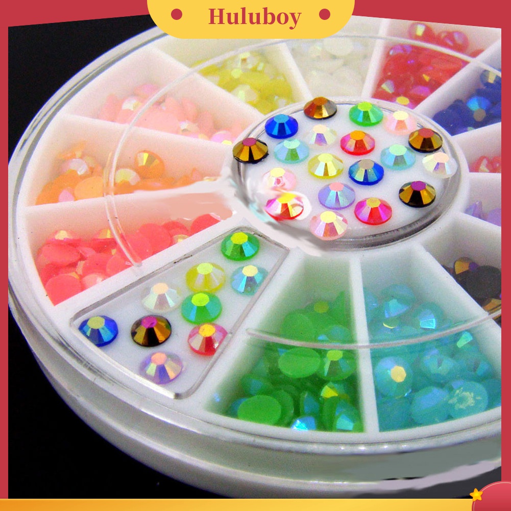 Huluboy Huluboy♡ Roda Isi Manik-Manik Kuku Bentuk Bintang Warna Warni Berkilau Untuk DIY Manicure
