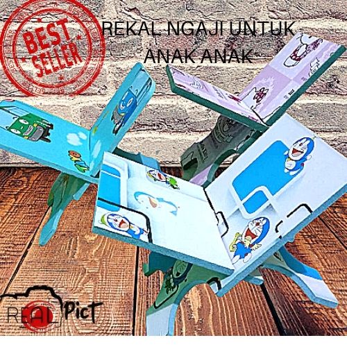 REKAL NGAJI MOTIF ANAK ANAK  / MEJA LIPAT NGAJI MOTIF ANAK  BAHAN KAYU