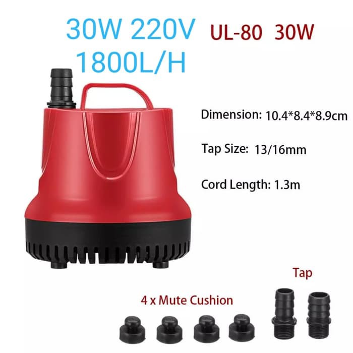 30W 1800L/H Mini Submersible Pump. Pompa Celup Aquarium