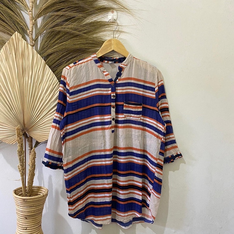 Thrift Kemeja Blouse Atasan Wanita Motif Polos Vintage - Batch 37 (B2-153 s/d B2-192)-B2-185