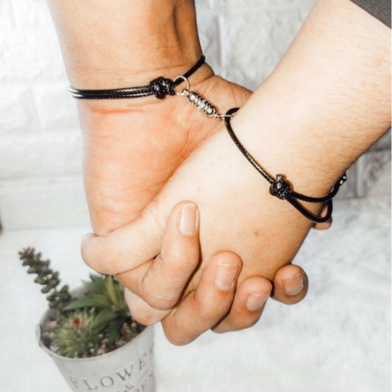 02pcs / 1Pasang Gelang Magnet Couple Gelang Tali Couple Magnet