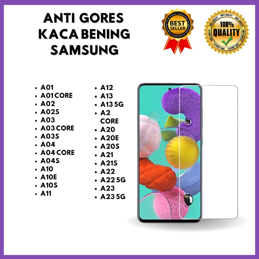 TEMPERED GLASS BENING - SAMSUNG A01-A01 CORE-A02-A02S-A03-A03 CORE-A03S-A04-A04 CORE-A04S-A10-A10E-A10S-A11-A12-A13-A13 5G-A2 CORE-A20-A20E-A20S-A21-A21S-A22-A22 5G-A23-A23 5G (HOKKY ACC)