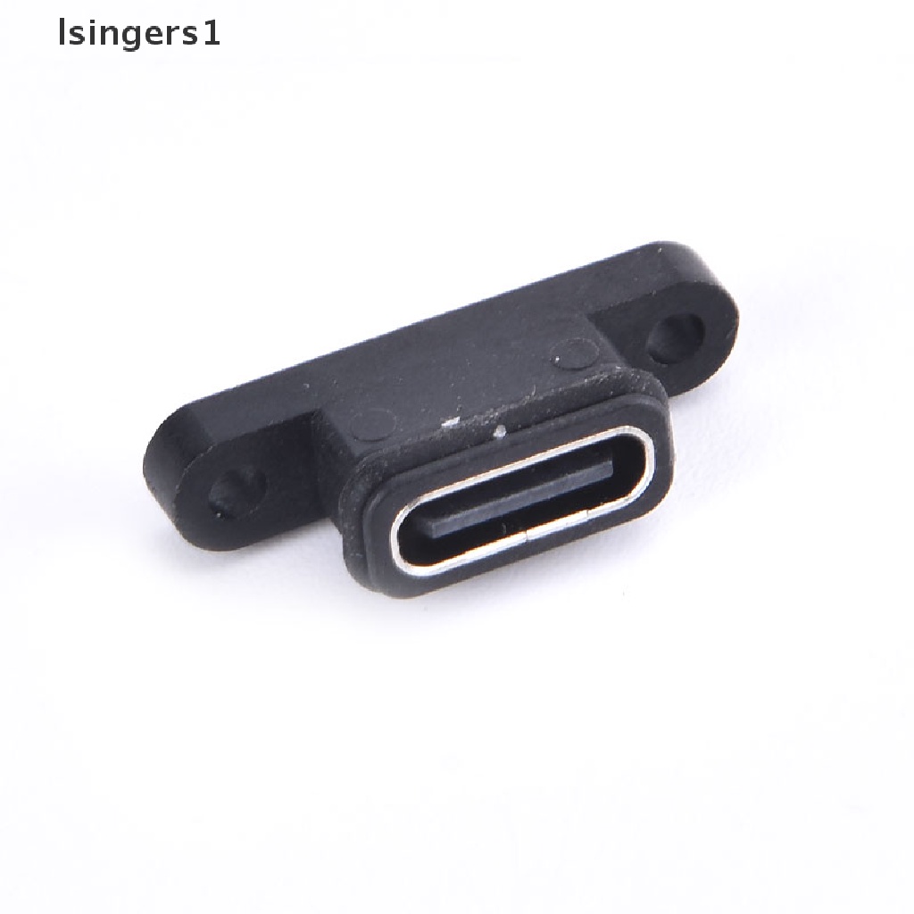 (lsingers1) Soket Port USB Tipe-C 2-Pin Female Tahan Air Dengan Lubang Skrup