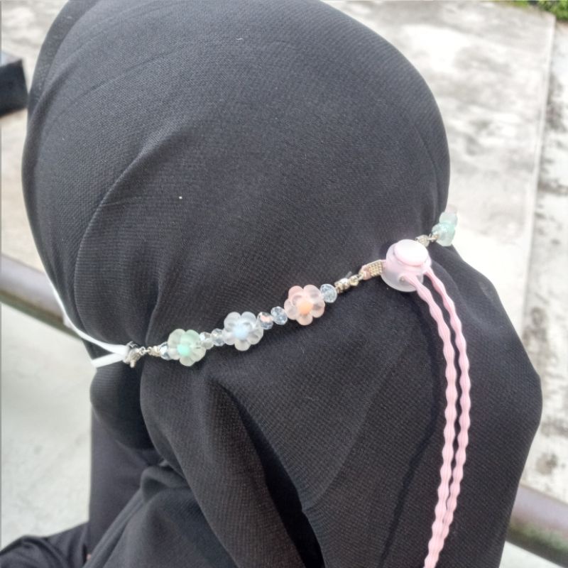 strap masker 2in1 kelopak bunga tali gembul | strap masker 2in1 hijab | strap masker 2in1 | strap masker