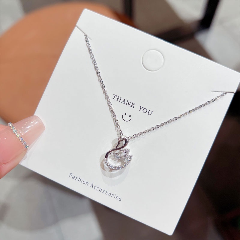 XiaoboACC Kalung Rantai Klavikula Liontin Angsa Bahan Titanium Steel Hypoallergenic Ukuran Untuk Wanita - 40CM+5CM