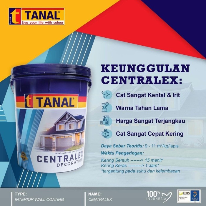 Jual Tanal Centralex Cat Tembok Interior Exterior 5kg Seperti Vinilex Pro Cat Dinding Dalam 3805