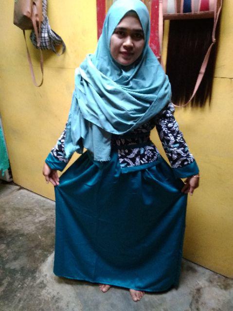 Sarimbit Gamis Couple Longdress Pesta Couple 064 Maura Couple - Sania Ruffle Batik Couple Ori Ndoro