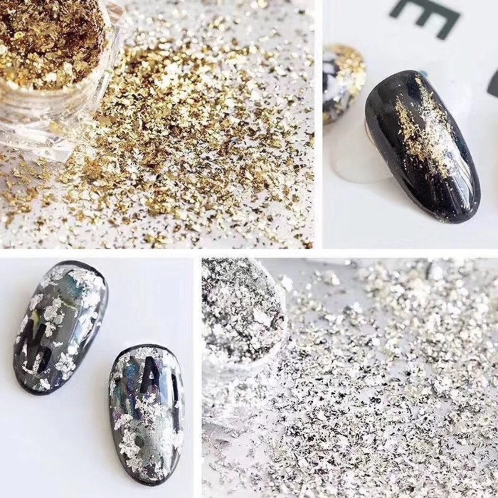 Nailart alumunium nails foil flakes 6 warna aksesoris foil glass Produk Good Quality