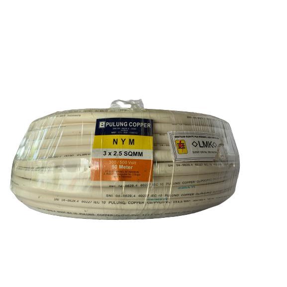 kabel nym/kbl nym 2x1,5mm merk PULUNG panjang 50 meter
