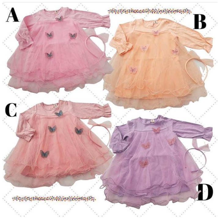 Baju Bayi Perempuan Dress Anak Bayi Baju Pesta Bayi Butterfly