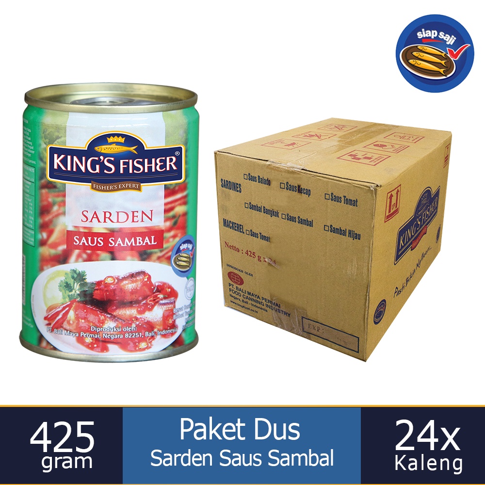 

MyHomey Paket 1 dus 24pc King's Fisher Sarden saus sambal 425g Makanan Kaleng