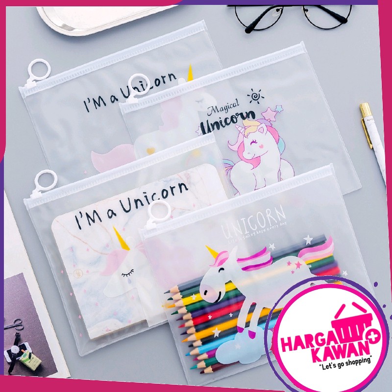 Tempat Pensil Unicorn Transparan Model Korea (b36k)