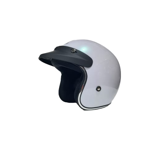 Helm JPX JP Bigie Retro White Pearl Putih List Chrome Original