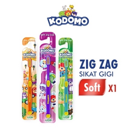 KODOMO Sikat Gigi Reguler - Zigzag - Curvy - Koko Dodo 1pcs (Random Colour)