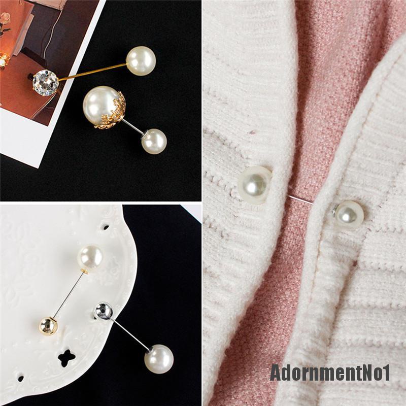 (Adornmentno1) Bros Pin Jarum Besar Hias Mutiara Aksesoris Sweater / Syal Wanita