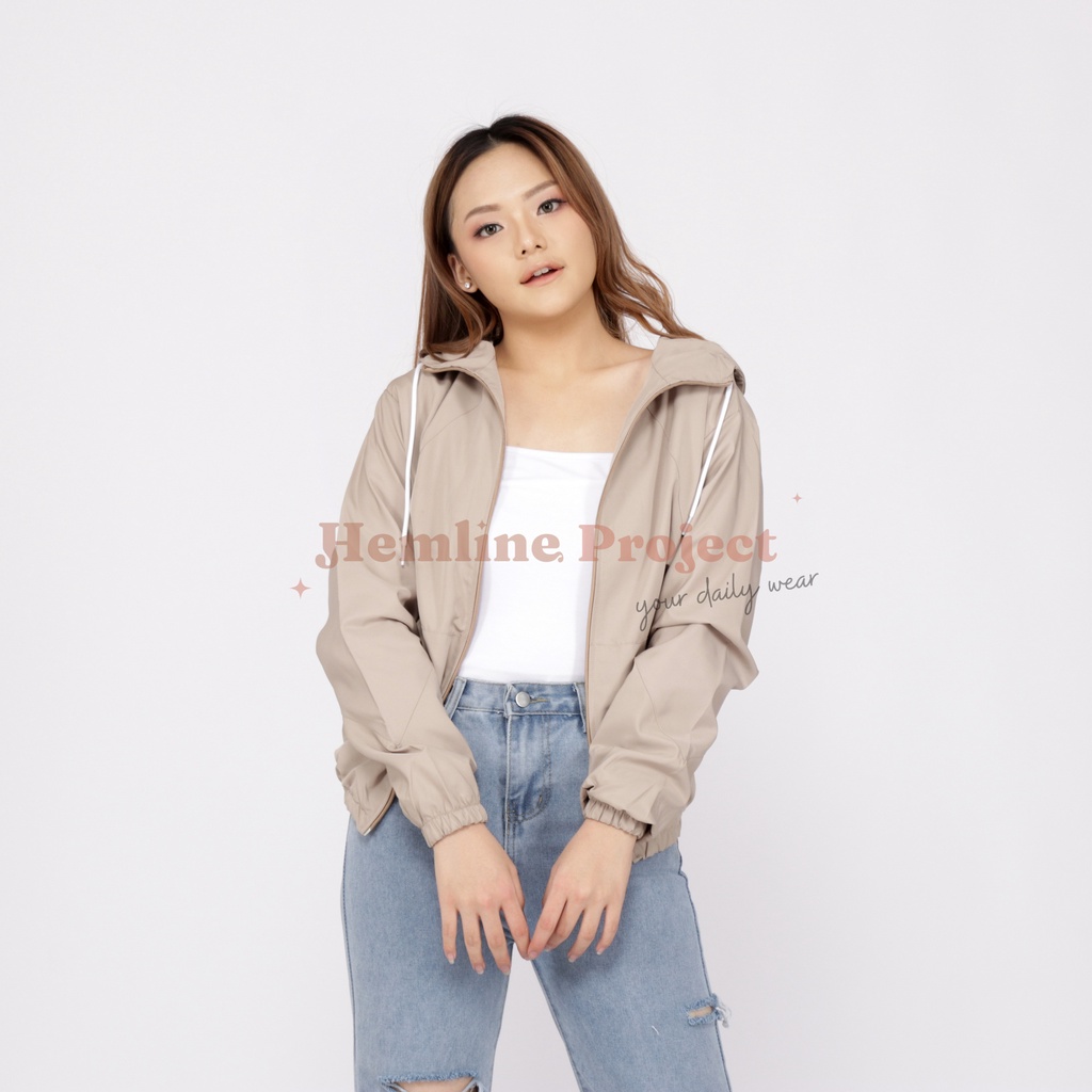 Aima Jaket Khaki - Jaket Parasut Hoodie Wanita