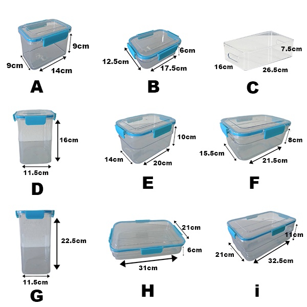 Adda Home - Toples Kedap Udara Ukuran Panjang Persegi Penyimpanan Makanan Snack Seafood BPA Free - C