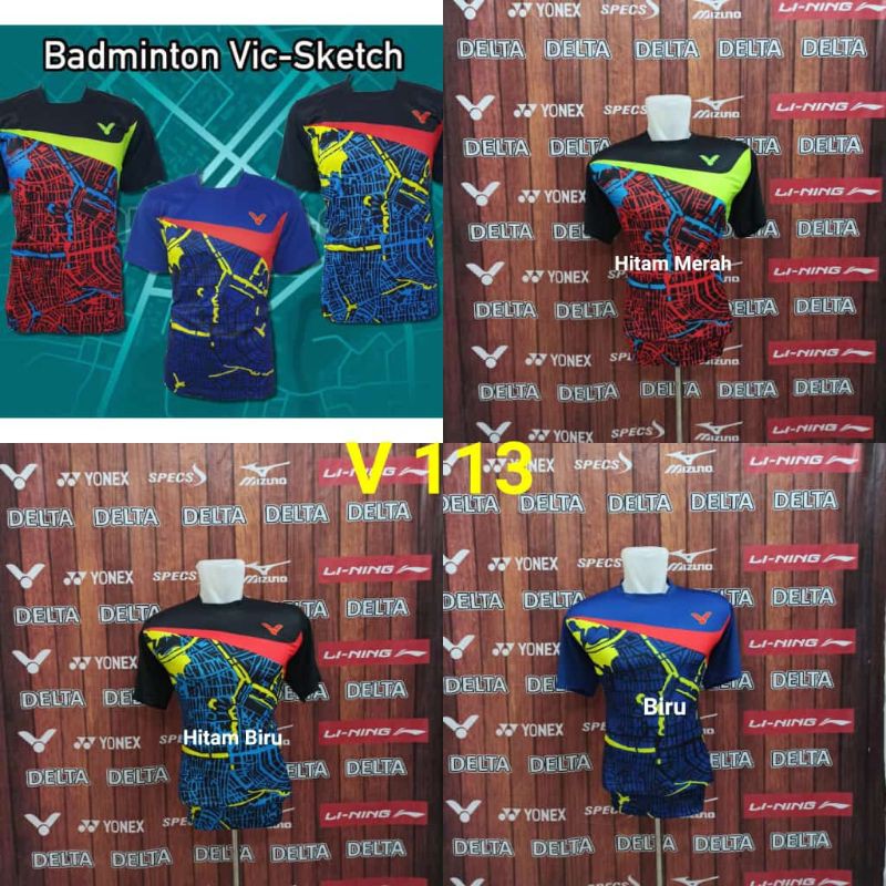 VICTOR SKETCH 133 BAJU KAOS KOSTUM PAKAIAN OLAHRAGA BADMINTON BULUTANGKIS LOKAL