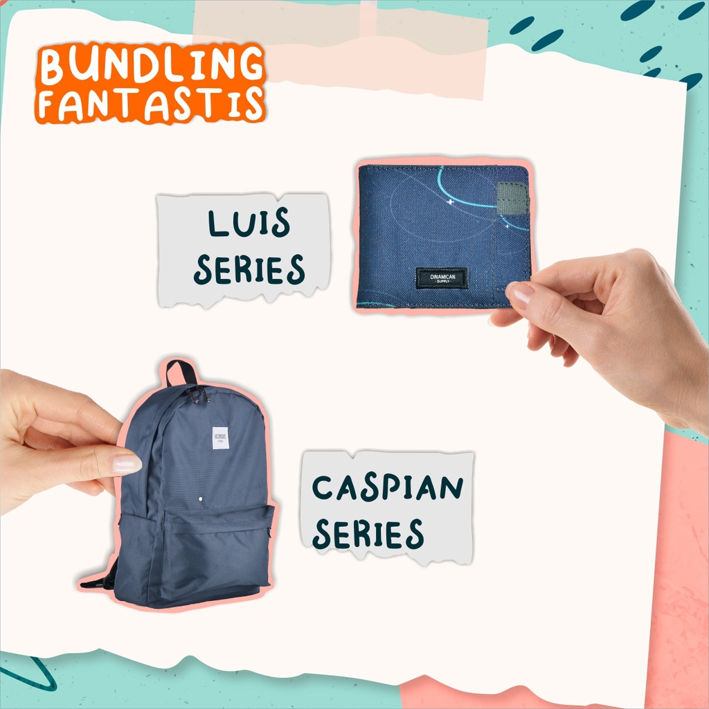 Tas Ransel Dompet Lipat Pria Wanita (PAKET BUNDLING) Tas Caspian + Luis 2 in 1 wallet