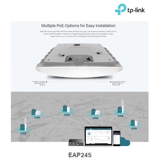 TPLink EAP245 AC1750 Wireless Dual Band Gigabit Ceiling Mount Access