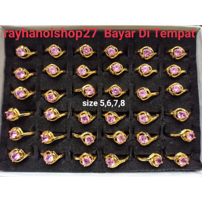 (BAYAR DI TEMPAT) NEW!!!satu Box Harga Grosir cincin batu permata Cantik gold 36pcs termurah