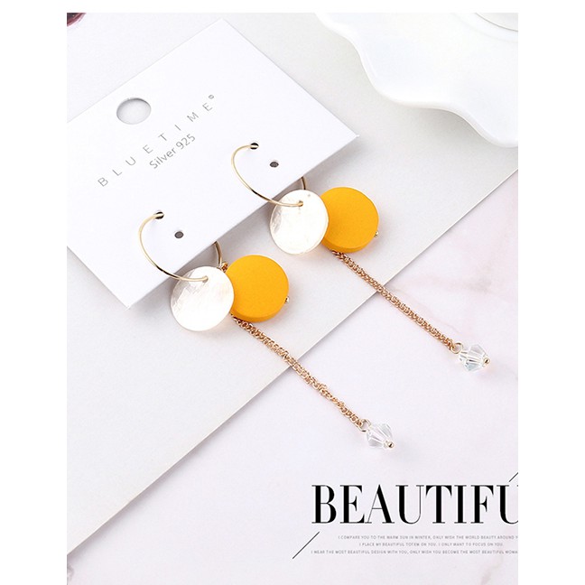 LRC Anting Tusuk Fashion Alloy Scrub Painted Tassel Earrings Y61860