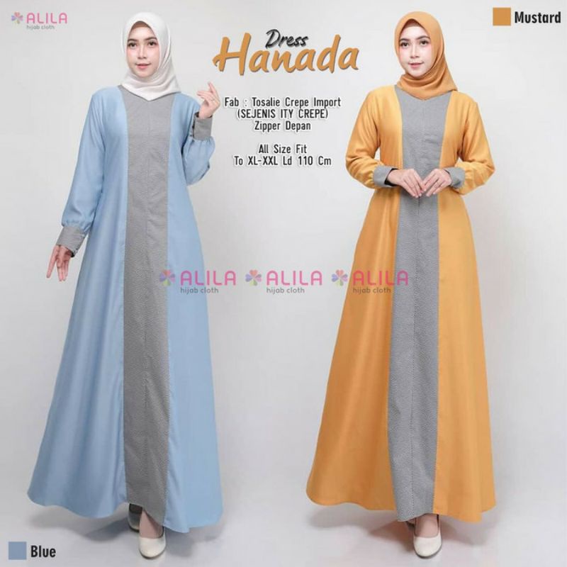 Baju gamis wanita terbaru gamis Dewasa kekinian modern 2021 wanita dress Hanada maxy