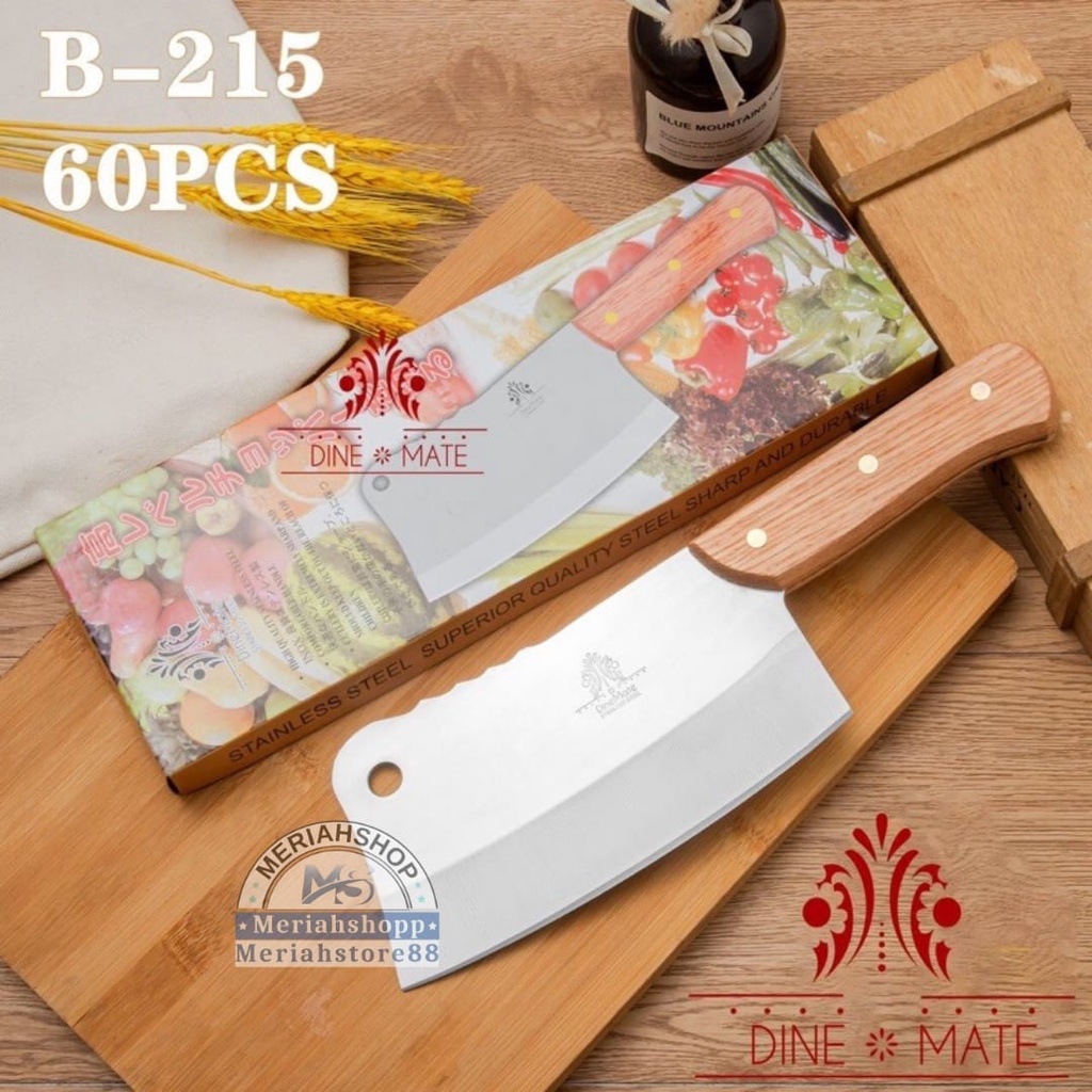 Pisau Golok Daging Tulang 7 inch TEBAL 3mm Japan Jepang Gagang Kayu