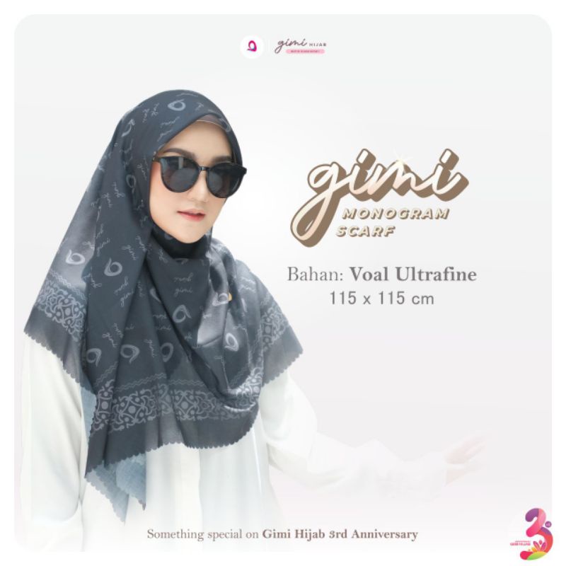 Gimihijab-Monogram Gimi scarf hijab segi empat terbaru wanita