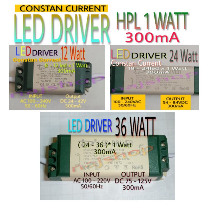 LED DRIVER 300mA UNTUK LAMPU HPL 1 WATT ARUS CONSTAN