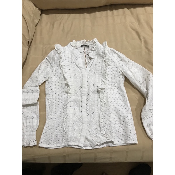 zara woman blouse preloved atasan wanita putih