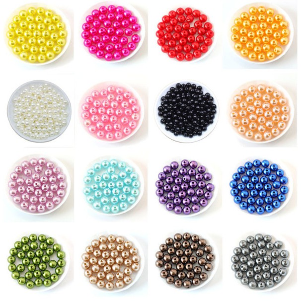 Manik-Manik Mutiara Imitasi Bahan Plastik ABS Ukuran 4 / 6 / 8MM Untuk Membuat Perhiasan DIY