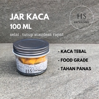 TUTUP STAINLESS 100ml Toples Jar Botol Kaca / Glass Jar 100 ml