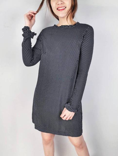 H*m hnm black polkadot print dress