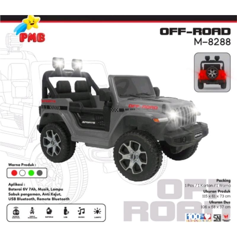 Mobil aki anak remot kontrol  jeep offroad rubicon remote control pmb 8288 harga murah