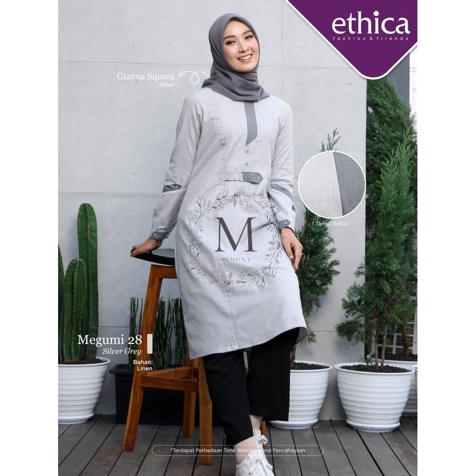 TUNIK ETHICA MEGUMI 28 SILVER GREY NIGHT SHADOW BLUE TERBARU