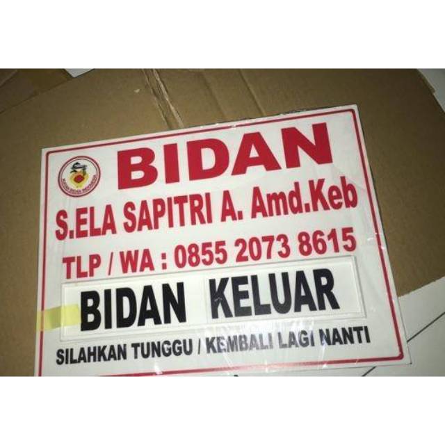 

Acrylic akrilik papan bidan ( ada bidan /bidan keluar ) 20x30cm