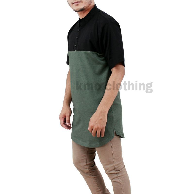 KMO Kaos Koko Kurta Pakistan Pria Muslim Lengan Pendek 2D