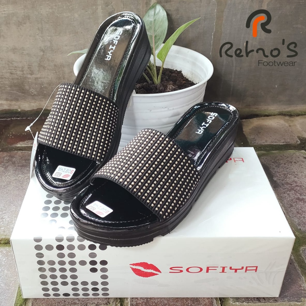 SANDAL WEDGES IMPORT WANITA SOFIYA RAJUT TUL-TUL