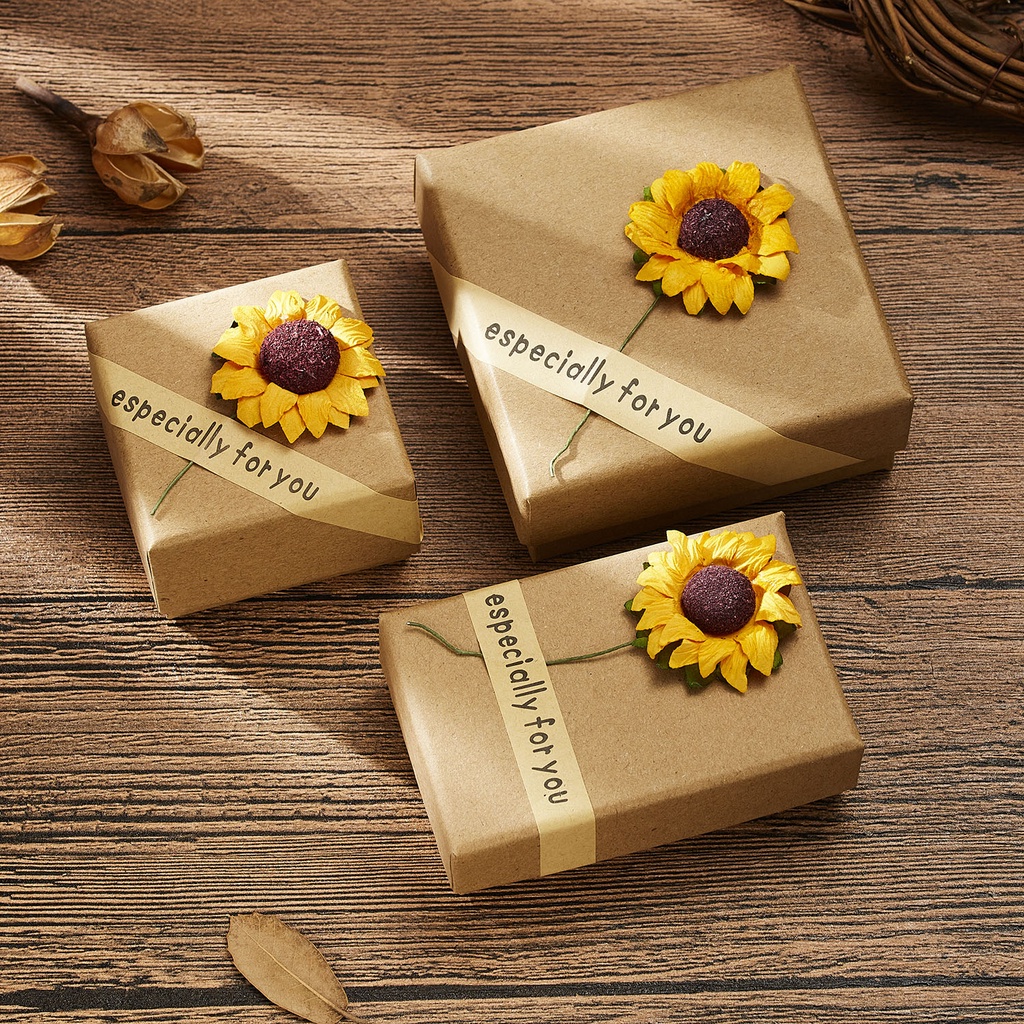 Simple Gift Box Brooch Bracelet Necklace Earrings Jewelry Accessories Kraft Paper Box Large Paper Bag with Roses Factory Wholesale