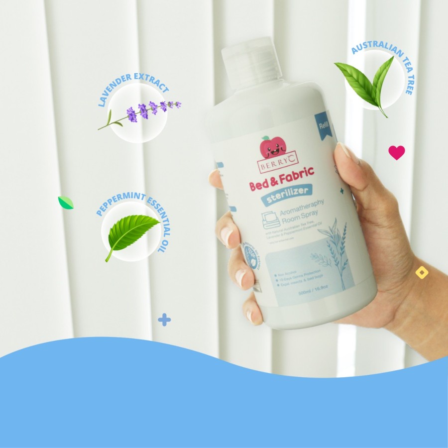 BerryC Bed &amp; Fabric Sterilizer Refill 500ml Anti Kutu Kasur - Semprotan Anti Tungau Bed Bugs 500 ml