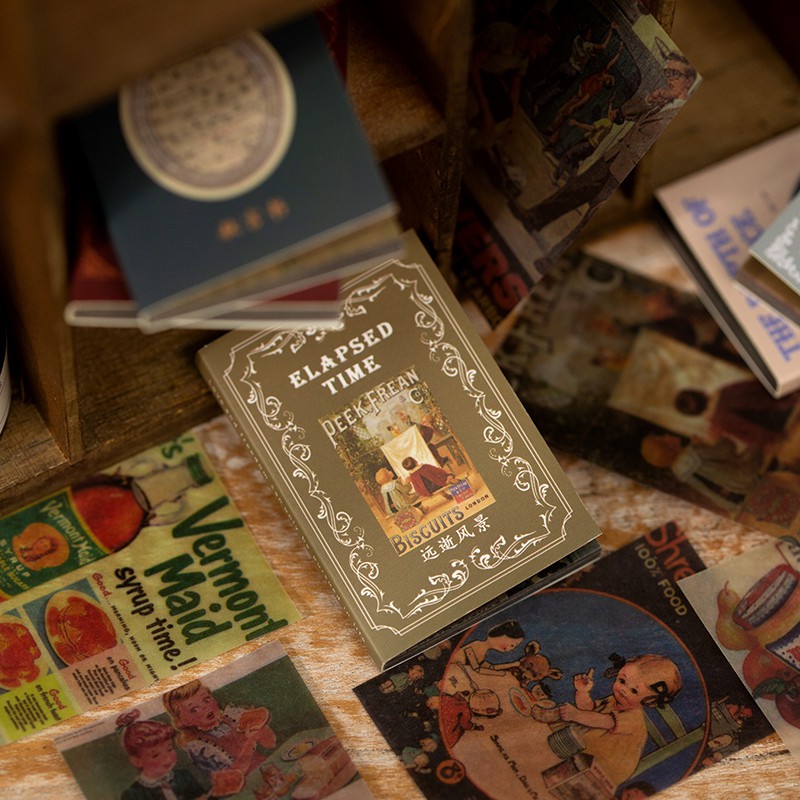 Journamm 50pcs Vintage Paper  for Phone Deco Retro Stationery Supplies Litmus Paper Bullet Journal Scrapbooking Label Stickers-6